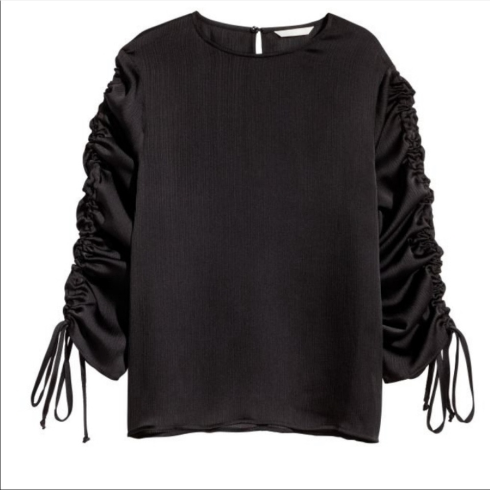 H&M Black Blouse with Drawstrings